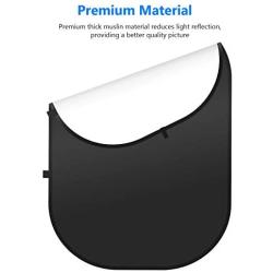 Neewer Chromakey Black Chromakey White Collapsible Backdrop Collapsible Reversible Background 5x7 Chroma-Key Black/White