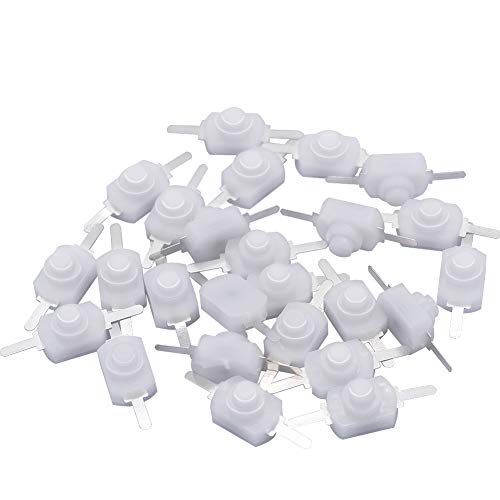 mxuteuk 50pcs White Self-Lock Push Button Switch DC 30V 1A for SMD Flashlight Type Light Lamp Wall Outlet Latching Mini on/Off Switch W-1208