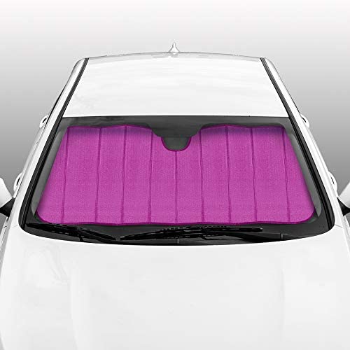 BDK Front Windshield Shade-Accordion Folding Auto Sunshade for Car Truck SUV-Blocks UV Rays Sun Visor Protector-Keeps Your Vehicle Cool-57 x 27 Inch, AS-2511-HP, Pink Glitter