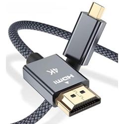 Elebase Micro HDMI Cable 10 FT,4K 60Hz Micro HDMI Type D Cord Compatible for Raspberry Pi 4,GoPro Black Hero 7 6 5 4,Sony Camera A6000 A6300,Nikon B500,Lenovo Yoga 3 Pro 710,Canon