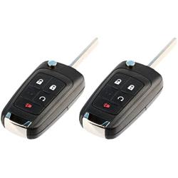 Key Fob Keyless Entry Remote Flip Shell Case & Pad fits Chevy 2010-2017 Equinox / 2012-2017 Sonic / 2015-2017 Trax/GMC 2010-2017 Terrain, Set of 2