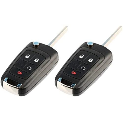Key Fob Keyless Entry Remote Flip Shell Case & Pad fits Chevy 2010-2017 Equinox / 2012-2017 Sonic / 2015-2017 Trax/GMC 2010-2017 Terrain, Set of 2