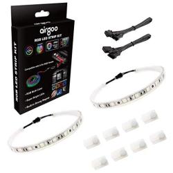 PC RGB LED Strip Light, RGB LED Strip for 12V 4-Pin RGB LED Header, Compatible with ASUS Aura RGB, MSI Mystic Light, ASROCK Aura RGB M/B, Come with 8pcs Strong Magnetic Clip, White Silicone Housing