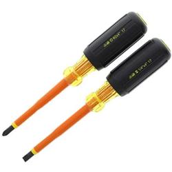 Ideal Industries Ins. Screwdriver Set, Slot/Phillips, 2 Pc, Orange, 35-9305