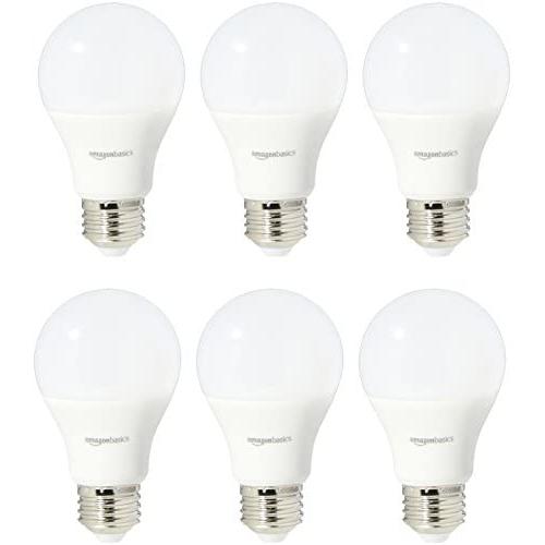 Amazon Basics 75 Watt Equivalent, Daylight, Non-Dimmable, 15,000 Hour Lifetime, A19 LED Light Bulb | 6-Pack