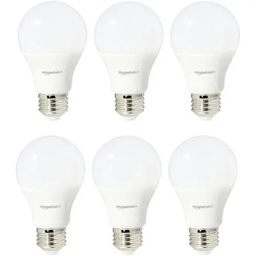 Amazon Basics 75 Watt Equivalent, Daylight, Non-Dimmable, 15,000 Hour Lifetime, A19 LED Light Bulb | 6-Pack