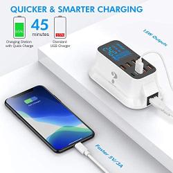 Multiple USB Charger, 8-Port Desktop Charging Station with Quick Charge 3.0 USB Port, Type C Port and LCD Display for Smart Phones, Tablet and More