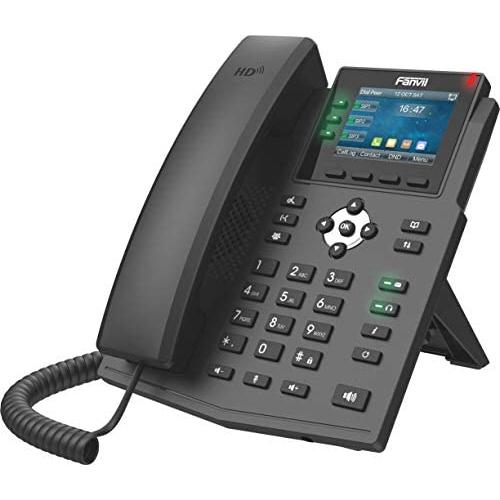 Fanvil X3U Enterprise VoIP Phone, 2.8-Inch Color Display, 6 SIP Lines, Dual-Port Gigabit Ethernet, Power Adapter Not Included