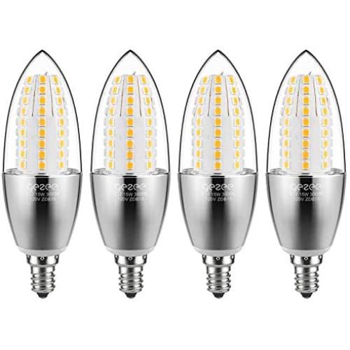GEZEE LED Candelabra Bulb, Non-Dimmable 120Watt Light Bulbs Equivalent, 15W LED Candle Bulbs,Warm White 3000K Chandelier Bulbs, 4.3in, E12 Candelabra Base, 120V, 1500Lumens, Torpedo Shape(4 Pack)