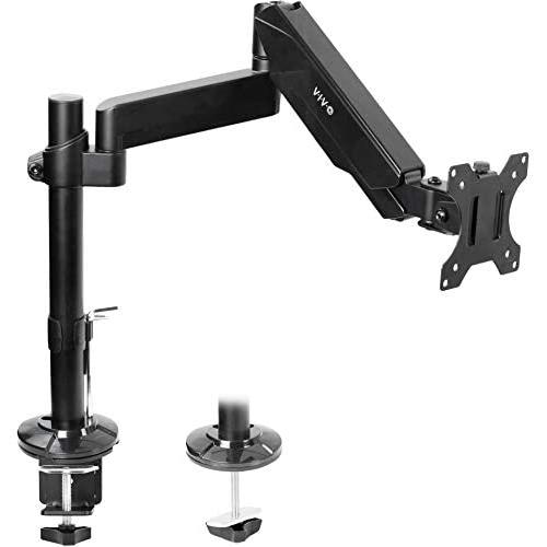 VIVO Black Heavy Duty Articulating Single Pneumatic Spring Arm Desk Mount Stand, Fits Standard and Large Ultrawide Monitor Screen up to 35 inches with Maximum VESA 200x100, STAND-V101H