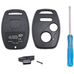 Replacement Key Fob Cover For Honda 2003-2012 Accord 2006-2013 Civic EX 2009-2015 Pilot 2005-2006 CR-V Ridgeline Odyssey Key Fob Case No Cutting Blade (2+1, Black)