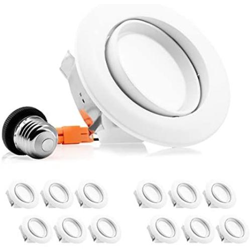 Parmida (12 Pack) 4 inch Dimmable LED Adjustable Gimbal Eyeball Retrofit Recessed Downlight, 10W (65W Replacement), Directional Swivel Can Lighting Trim, 650lm, Energy Star & ETL, 5000K (Day Light)
