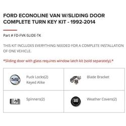 Slick Locks Ford Sliding Door Kit Complete with Spinners, Weather Covers & Locks