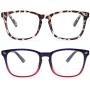 livho 2 Pack Blue Light Blocking Glasses, Computer Reading/Gaming/TV/Phones Glasses for Women Men,Anti Eyestrain & UV Glare (Leopord+Blue Purple)