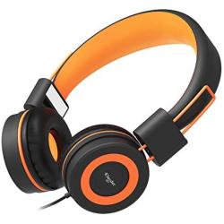 Elecder i37 Kids Headphones Children Girls Boys Teens Foldable Adjustable On Ear Headphones 3.5mm Jack Compatible Cellphones Computer MP3/4 Kindle School Tablet Orange/Black