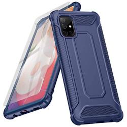 Designed for Galaxy A51 Case,ORETech Samsung A51 Cover with [2 x Tempered Glass Screen Protector] 360° Full Body Hard PC Soft TPU Silicone Edge Heavy Duty Protective Case for Samsung A51 4G 6.5'' Blue