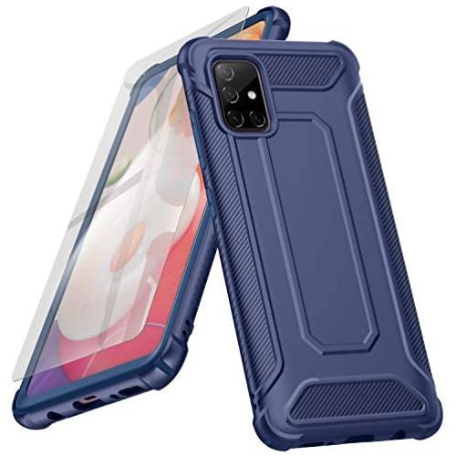Designed for Galaxy A51 Case,ORETech Samsung A51 Cover with [2 x Tempered Glass Screen Protector] 360° Full Body Hard PC Soft TPU Silicone Edge Heavy Duty Protective Case for Samsung A51 4G 6.5'' Blue