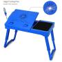 Laptop Desk for Bed Laptop Tray Table Foldable Stand Desk with Cooling Fan, 4 Port USB Hub, Adjustable LED Light, Mouse Pad and Storage Box for Working, Reading on Bed Couch Sofa (Blue)