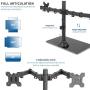 VIVO Freestanding Black Dual Monitor Stand with Sleek Glass Base and Adjustable Arms, Mounts 2 Screens up to 27 inch and 22 lbs Each, STAND-V002FG