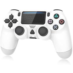 Controller for Playstation 4, Y Team Controller for PS4/ Pro/Slim, Game Controller Joystick with Vibration Function, Headset Jack, 6-axis Gyro Sensor/1000mAh Battery(White)