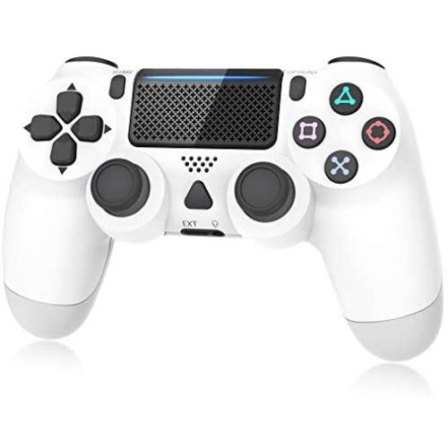 Controller for Playstation 4, Y Team Controller for PS4/ Pro/Slim, Game Controller Joystick with Vibration Function, Headset Jack, 6-axis Gyro Sensor/1000mAh Battery(White)