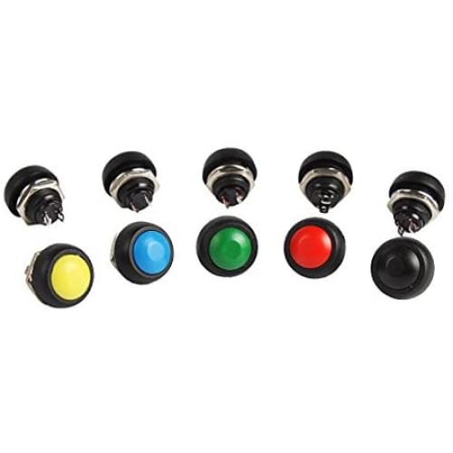PP-NEST 10 Pieces 12mm Waterproof Push Button Momentary On Off Switch ANKG-01 (5 Colors)