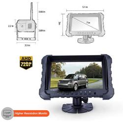 Yuwei Digital Wireless Backup Camera System,YW-77214 Dual HD 720P Camera Wireless Reverse System with Night Vision and Wide Viewing Angles, 7inch Wireless Monitor Split Screen for Trailer, RVs, Ca