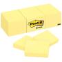 Post-it Mini Notes, 1.5x2 in, 12 Pads, Americas #1 Favorite Sticky Notes, Canary Yellow, Clean Removal, Recyclable (653)