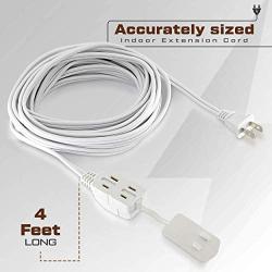 25 Feet White Extension Cord 3 Outlet 2 Prong 16 Gauge Cable, Indoor use, Heavy Duty, Extension Cord - by Revpex