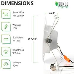 Sunco Lighting 2 Pack 5/6 Inch LED Recessed Downlight, Baffle Trim, Dimmable, 13W=75W, 4000K Cool White, 965 LM, Damp Rated, Simple Retrofit Installation - UL + Energy Star