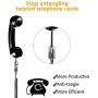 Telephone Cord Detangler, Uvital Anti-Tangle Telephone Handset Cable 360 Degree Rotating Landline Swivel Cord Untangler Black (2 Pack)