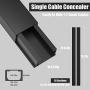 One-Cord Cable Concealer, 157in Cord Cover, PVC Wire Molding, Paintable Wire Channel to Hide a Single Power Cord, Speaker Wire or TV Cables in Home or Office - 10X L15.7in, W0.59in, H0.4in, CC03 Black