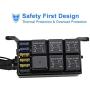 6 Gang Switch Panel Electronic Relay System Circuit Control Box Waterproof Fuse Relay Box Wiring Harness Assemblies for Car Auto Truck Boat Marine (Universal 6 Gang Button Switch Panel) (1)