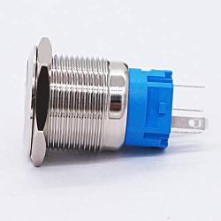 Twidec / 19mm Mounting Hole Latching Push Button Switch 1NO 1NC SPDT ON/OFF Silver Waterproof Stainless Steel Shell with 12V Blue Power Symbol LED Lamp Ring for car modification Switch L-19-Power-T-BU
