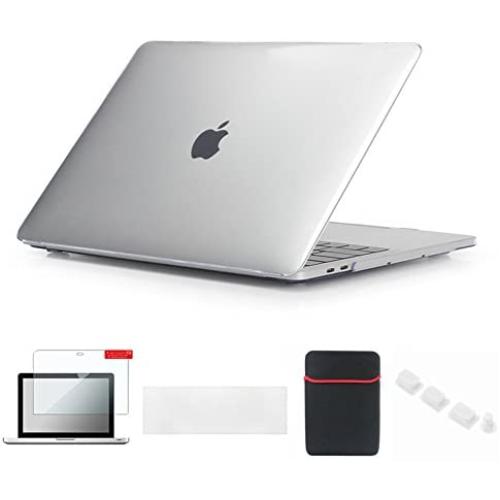 Se7enline MacBook Pro 13 inch Case 2019 2018 2017 Cover Compatible with MacBook Pro A1706/A1989/A2159 with Touch Bar with Sleeve, Keyboard Skin, Screen Protector,Dust Plug, Crystal Transparent Clear