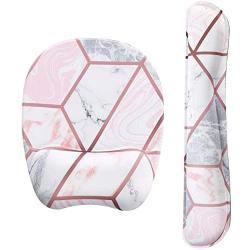 Anyshock Keyboard Wrist Rest Set and Ergonomic Mouse Pad with Wrist Support Memory Foam Filled Non Slip Durable Comfortable Lightweight Wrist Pad for Easy Typing & Pain Relief (Colorful Marble)