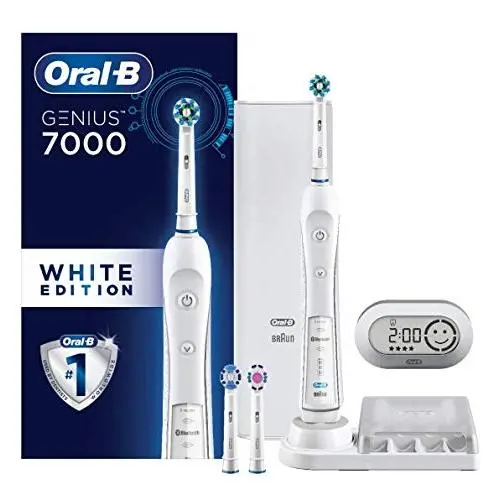 Oral-B 7000 SmartSeries Rechargeable Power Electric Toothbrush with Bluetooth Connectivity and Travel Case, White