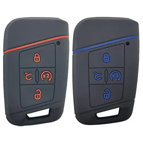 2Pcs Coolbestda Compatible with 2021 2020 2019 VW Volkswagen Tiguan Atlas Jetta Passat Golf Alltrack Push Start 4B Key Fob Case Cover Skin Jacket Pouch Sleeve Glove Protector KR5FS14-US