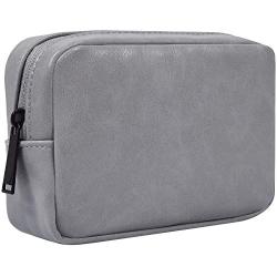 Electronic Accessories Storage Bag, Premium PU Leather Multifunctional Travel Digital Accessories Storage Bag Cable Organizer Bag, Grey