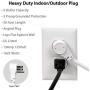 Electes 30 Feet Heavy Duty Extension Cord / Wire , Multi 3 Outlet , 3 Prong Grounded , Angled Flat Plug , 16/3 , SPT3 , UL Listed , White