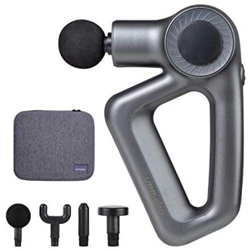 Percussion Muscle Massage Gun Deep Tissue Therapy for Athlethes Pain Relief - Professional Ultra-Quiet Handheld Cordless Body Massager with 9 Vibration Speed,4 Massage Heads for Back Relaxation(Gray)