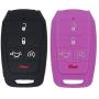 WEIBISS 2 Pack 5 Buttons Rubber Silicone Smart Key Cover Case Shell Fob Holder Bag Keyless Protector Fit for Dodge 2021 2020 2019 Ram 1500 Pickup 68291690AB/AC/AD, Black Purple