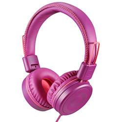 POWMEE M1 Kids Headphones Wired Headphone for Kids,Foldable Adjustable Stereo Tangle-Free,3.5MM Jack Wire Cord On-Ear Headphone for Children (Purple)