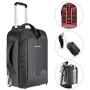 Neewer 2-in-1 Convertible Wheeled Camera Backpack Luggage Trolley Case with Double Bar, Anti-Shock Detachable Padded Compartment for SLR/DSLR Cameras, Tripod, Lens and Other Accessories (Black/Red)