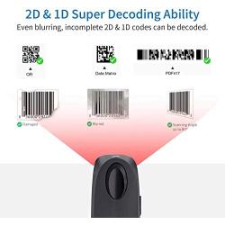 QR Barcode Scanner Dual 2.4G Wireless + Bluetooth 1D 2D Barcode Scanner QR PDF417 Data Matrix UPC Rechargeable Bar Code Scanner for Laptops/PC/Android/Apple iOS with Base