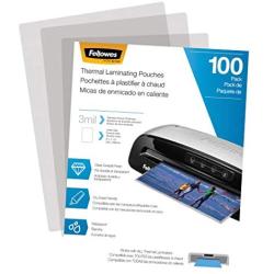 Fellowes Thermal Laminating Pouches/Sheets, Letter Size 9 x 11.5-Inches, 3 mil, 100 pack (5743301)