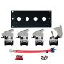 MGI SpeedWare Black 4 Toggle Switch Panel, Powder Coat Steel, Safety Flip Covers (Chrome)