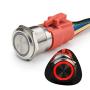 STARELO 19MM 3/4'' Momentary Push Button Switch 5A 12V 1NO1NC Waterproof Stainless Steel Shell with LED Ring with Wire Socket Plug(Red)