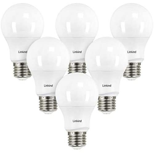 Linkind Dimmable A19 LED Light Bulbs, 40W Equivalent, E26 Base, 5000K Daylight, 5.7W 480 Lumens 120V, UL Listed FCC Certified, Energy Star, Pack of 6
