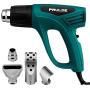 Heat Gun Dual Temperature Settings, PRULDE N2190 1500W Hot Air Gun 800°F - 1112°F, Overload Protection with 4 Metal Nozzle Attachments for Shrink Wrapping/Tubing, Paint Removal